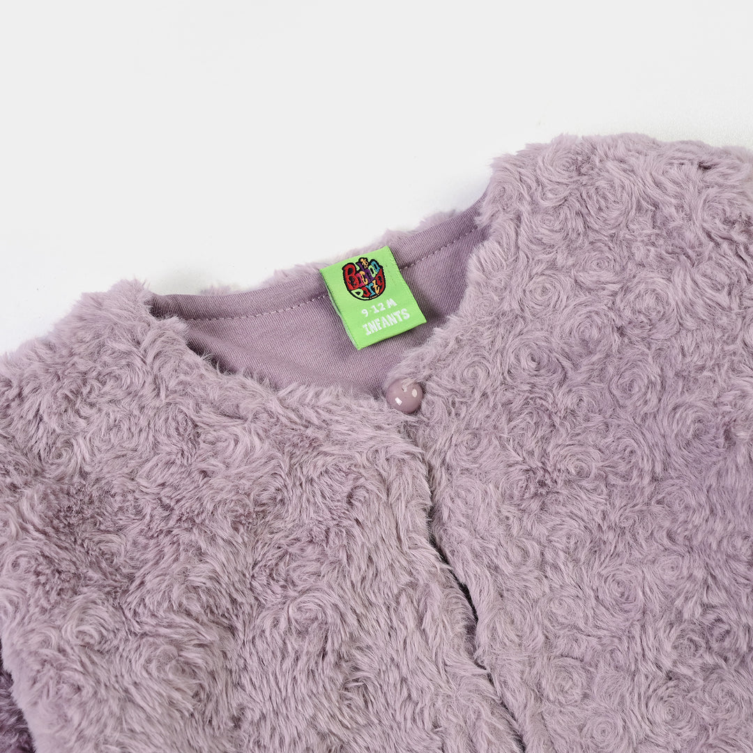 Infant Girls Sherpa Jacket Purple Coat-Purple
