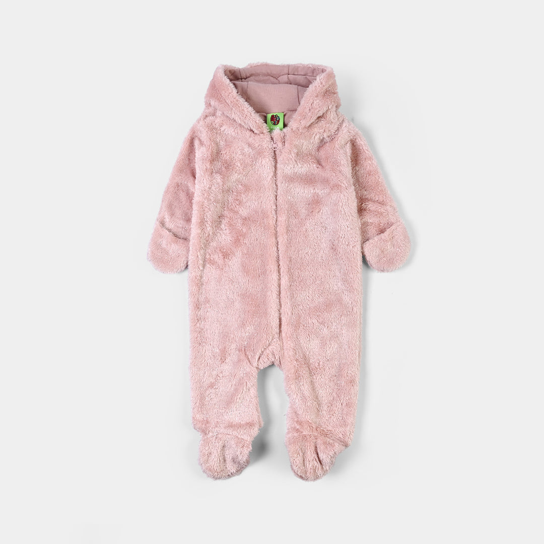 Infant Girls Sherpa Romper Tinsel-Pink