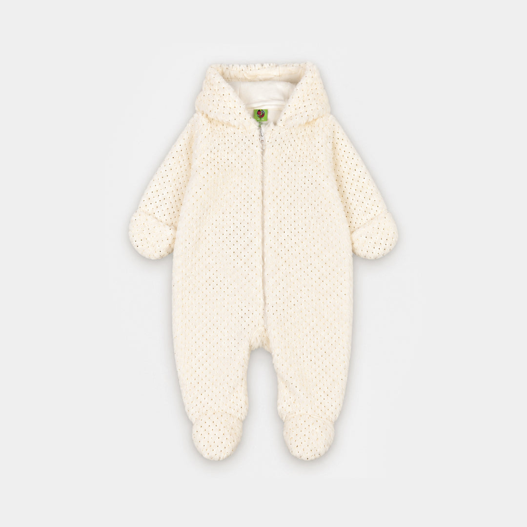 Infant Girls Sherpa Romper Twinkling-White