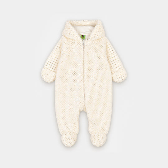 Infant Girls Sherpa Romper Twinkling-White