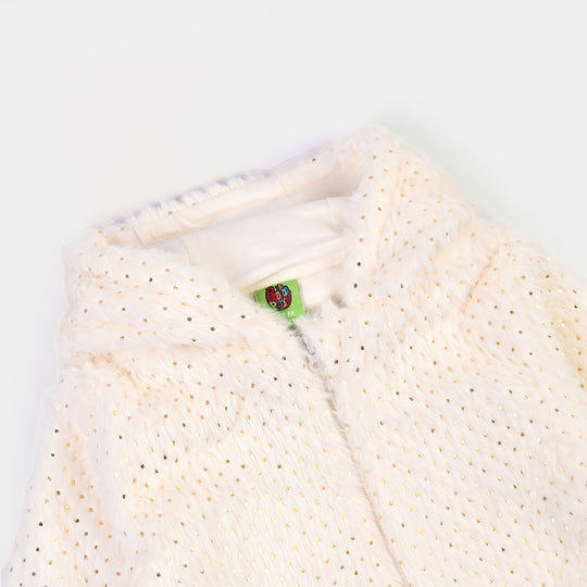 Infant Girls Sherpa Romper Twinkling-White