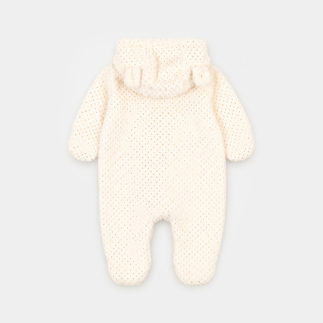 Infant Girls Sherpa Romper Twinkling-White