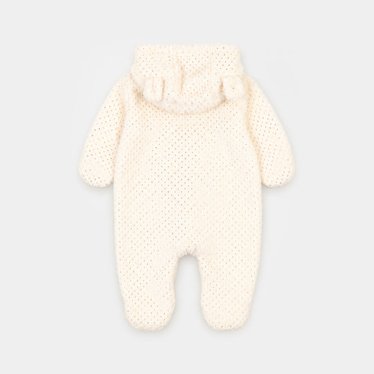 Infant Girls Sherpa Romper Twinkling-White