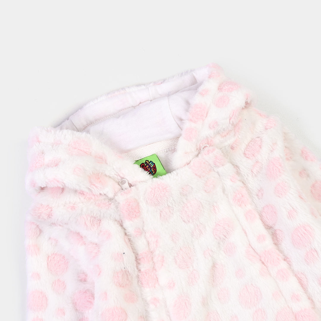 Infant Girls Sherpa Romper Blush-Pink/White
