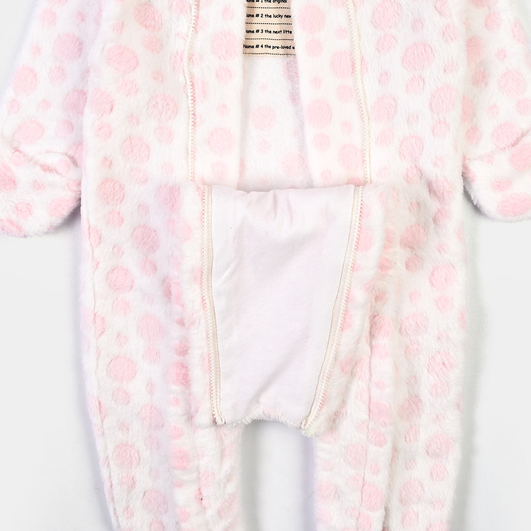 Infant Girls Sherpa Romper Blush-Pink/White