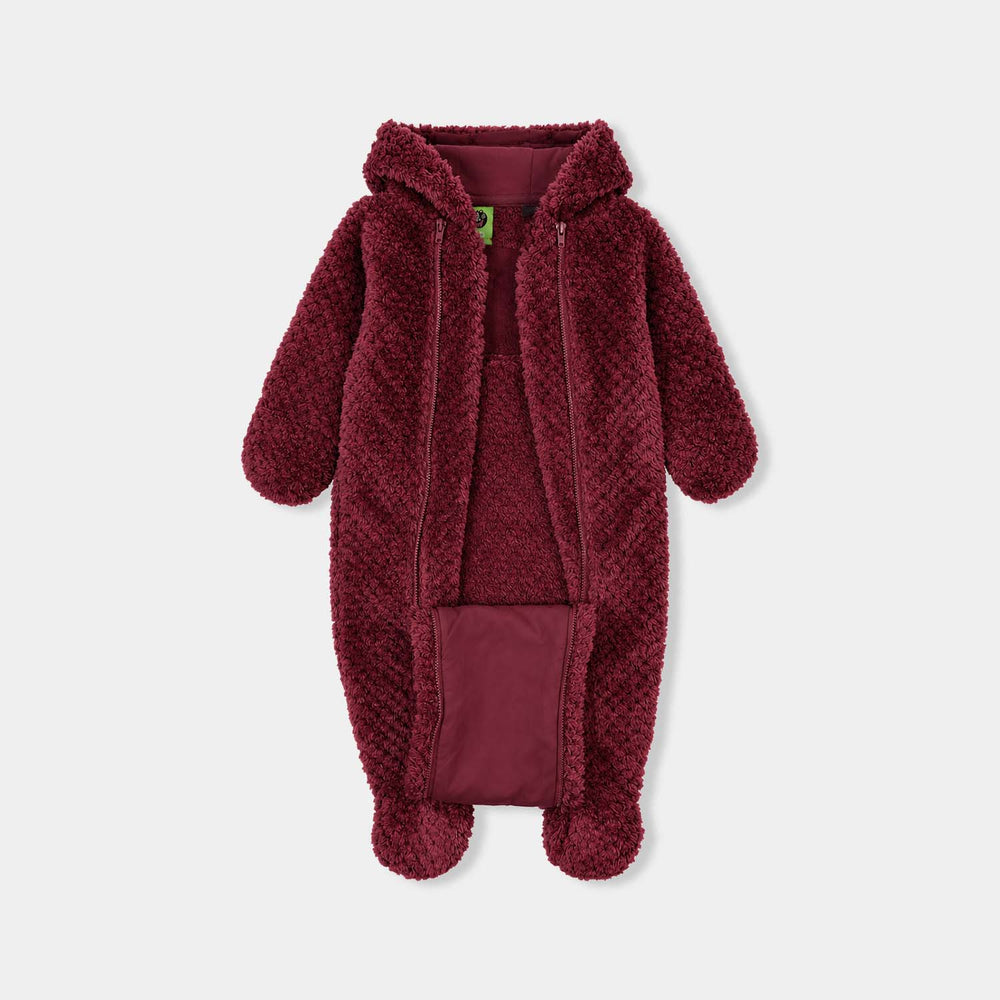 Infant Girls Sherpa Romper Ruspberry-Burgundy