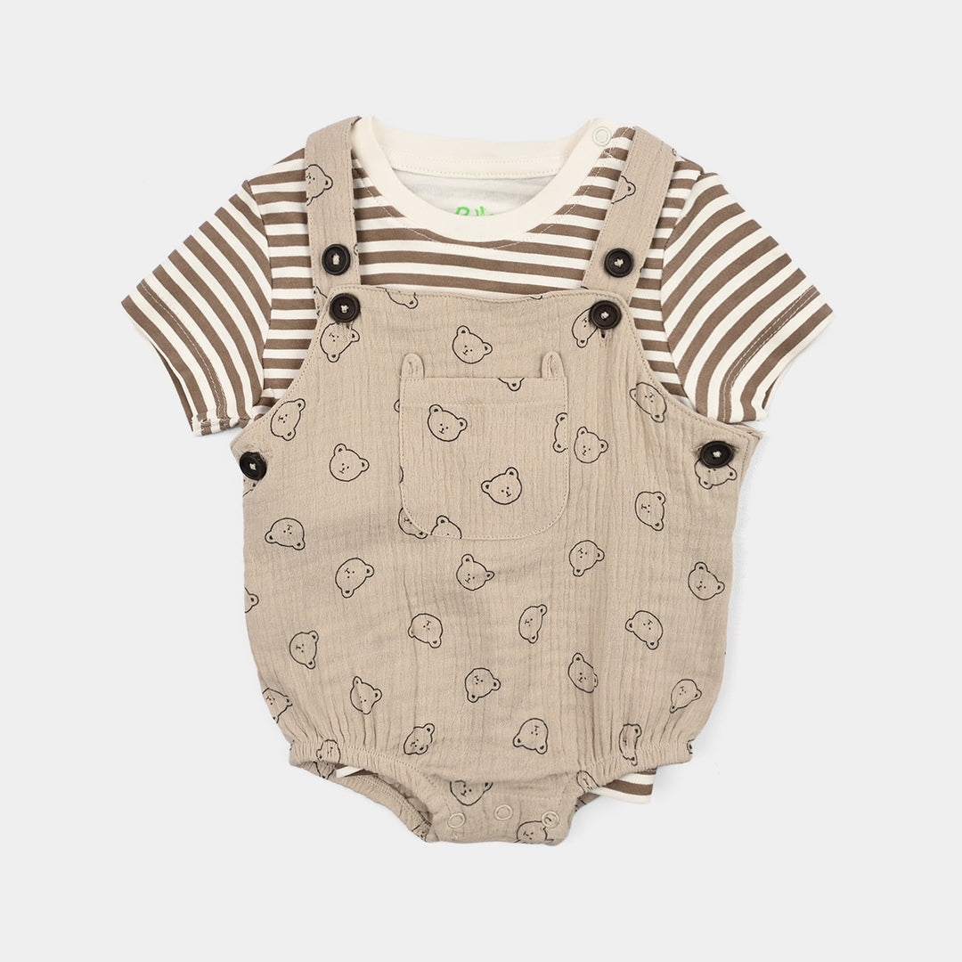 Infant Boys Gauze Knitted Suit-Bear Buddies-Lt.Brown
