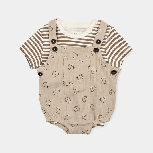 Infant Boys Gauze Knitted Suit-Bear Buddies-Lt.Brown