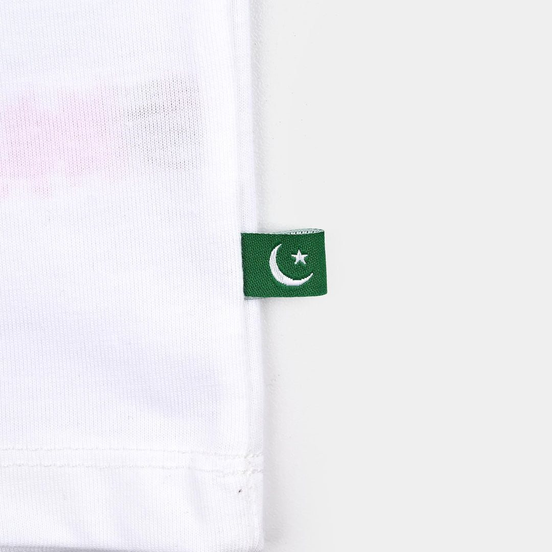 Boys Cotton Jersey T-Shirt White Sequins Flag-White
