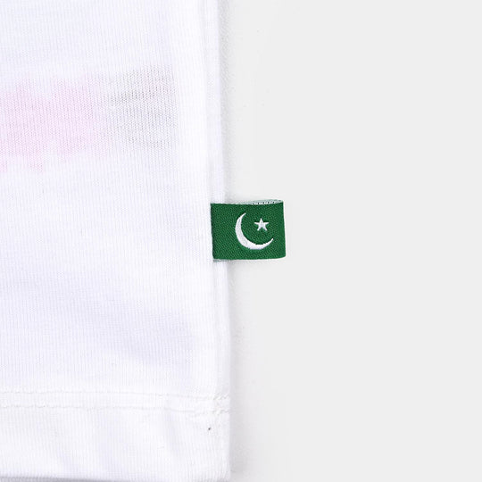 Boys Cotton Jersey T-Shirt White Sequins Flag-White