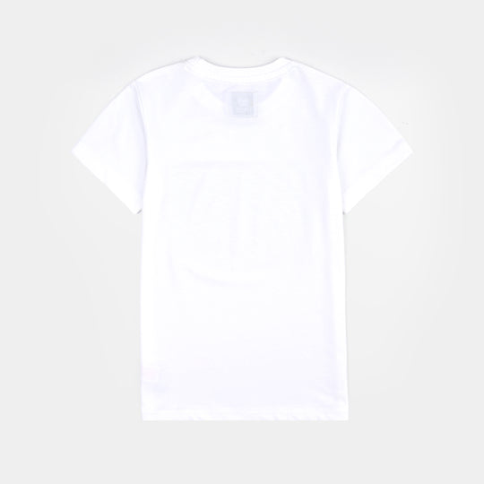 Boys Cotton Jersey T-Shirt White Sequins Flag-White