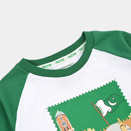 Boys Cotton Jersey T-Shirt Monuments-White