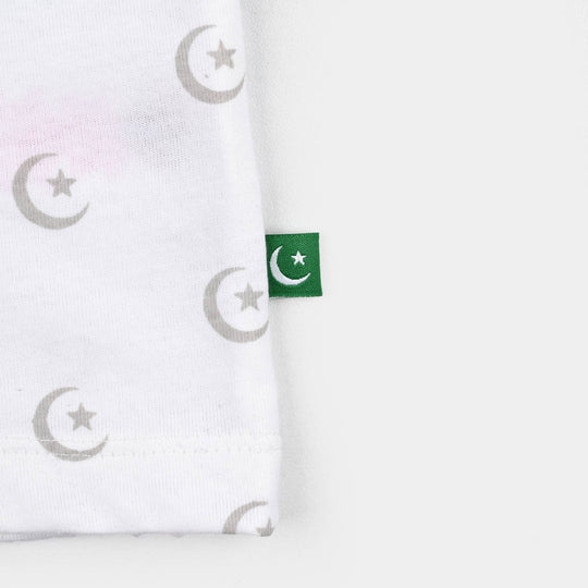 Girls Cotton Jersey T-Shirt Rang-e-Azaadi-White