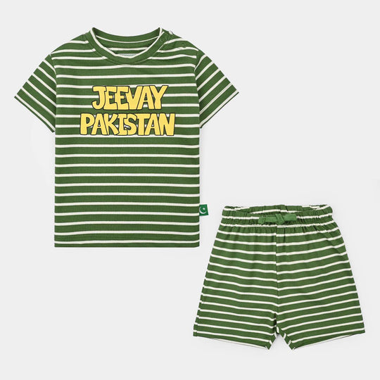 Infant Boys Cotton Jersey Suit Jashne Azaadi-Green
