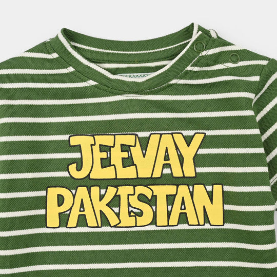Infant Boys Cotton Jersey Suit Jashne Azaadi-Green
