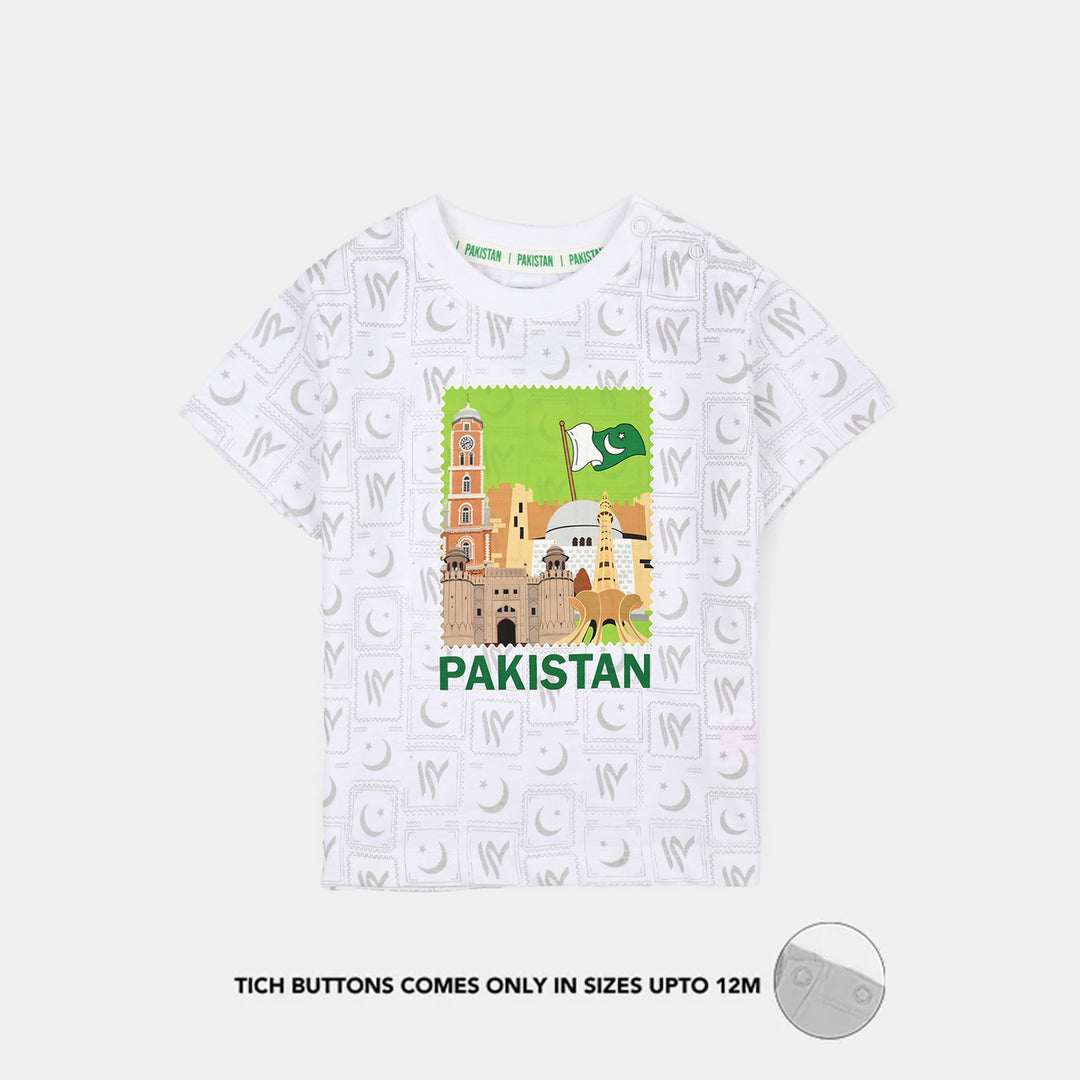 Infant Boys Cotton Jersey Suit Monuments of Pakistan-White
