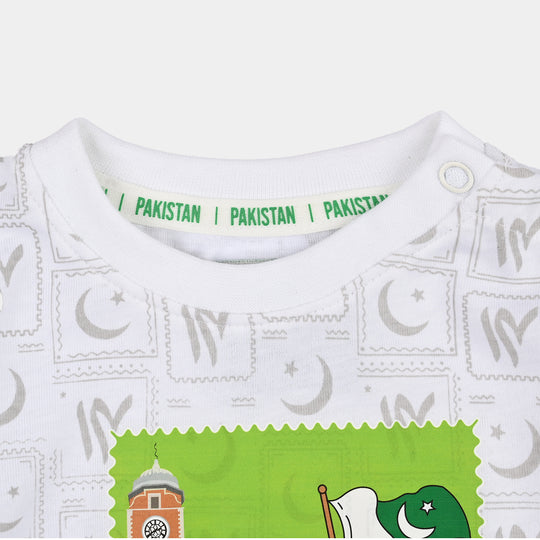 Infant Boys Cotton Jersey Suit Monuments of Pakistan-White