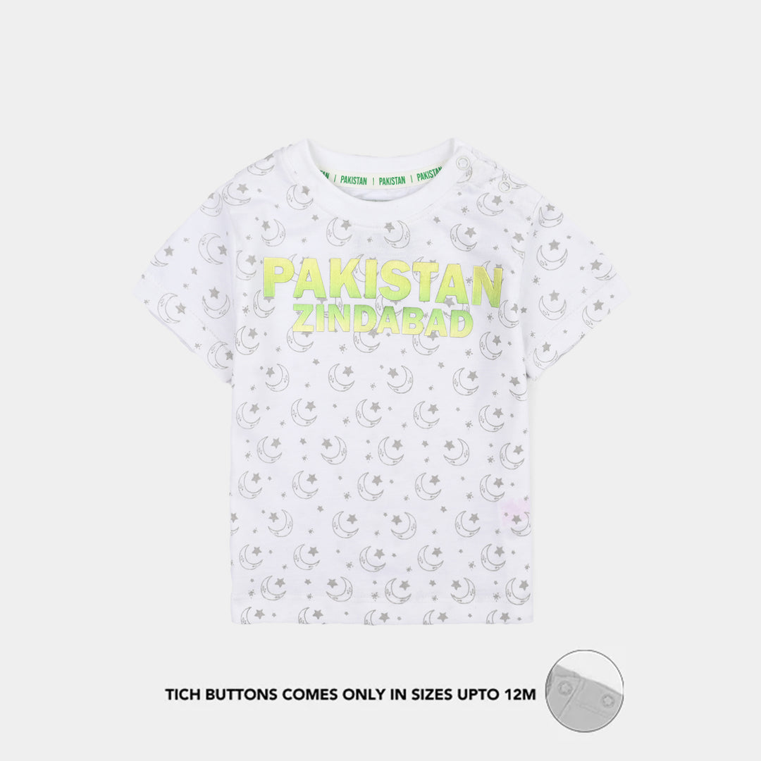 Infant Boys Cotton Jersey T-Shirt Pakistan Zindabad-White