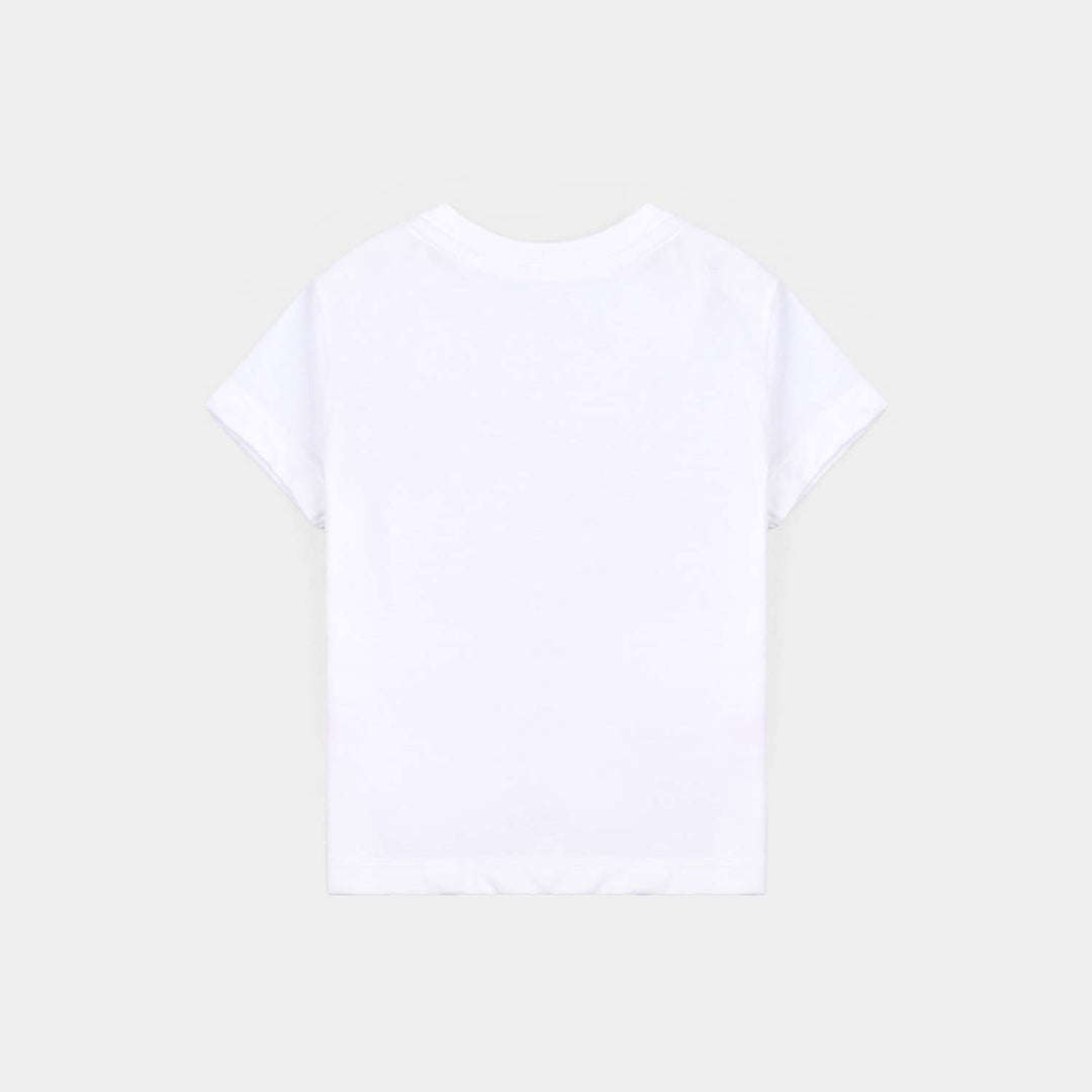 Infant Boys Cotton Jersey T-Shirt White Sequins Flag-White