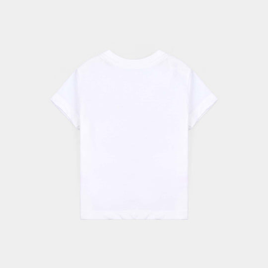 Infant Boys Cotton Jersey T-Shirt White Sequins Flag-White