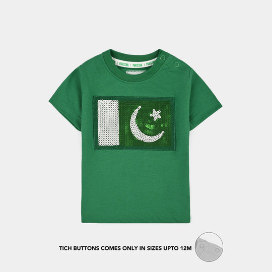 Infant Boys Sequins Flag T-Shirt – Green