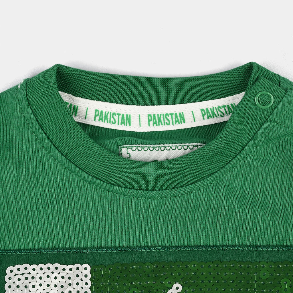 Infant Boys Sequins Flag T-Shirt – Green