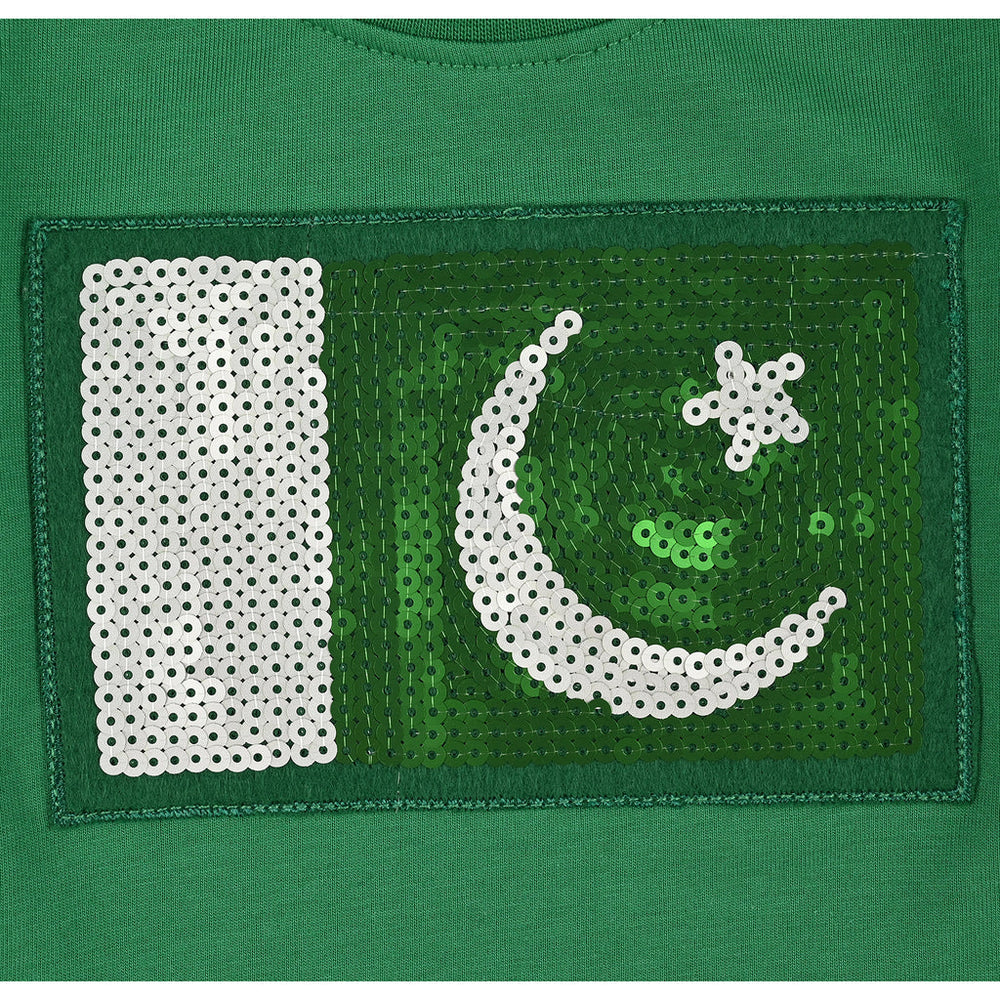 Infant Boys Sequins Flag T-Shirt – Green