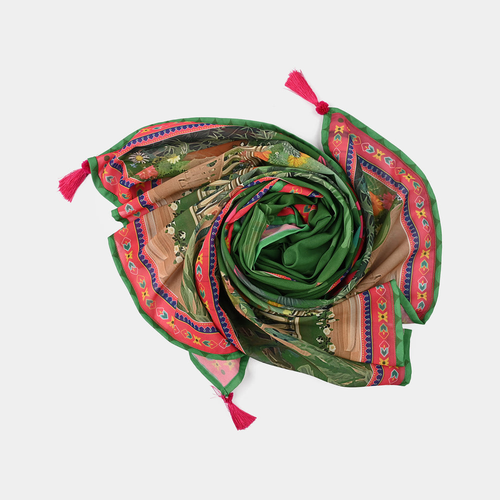 Girls Chiffon Independence Dupatta Mera Pakistan - Green