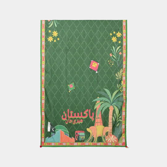 Girls Chiffon Ind Dupatta Azadi-Green