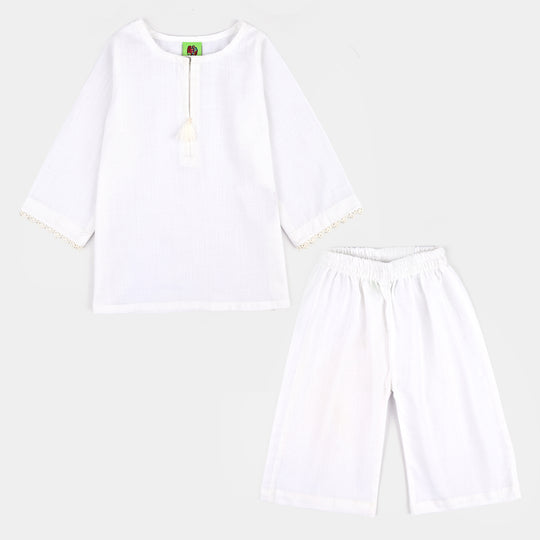 Infant Girls Cotton 2Pcs Basic White