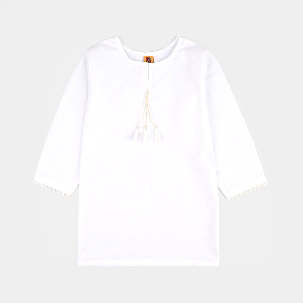 Girls Cotton 2Pcs Basic-White