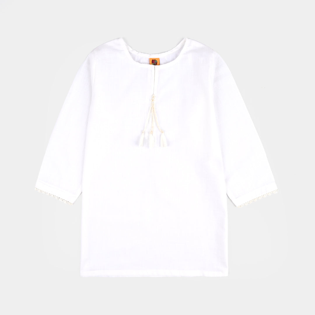Girls Cotton 2Pcs Basic-White
