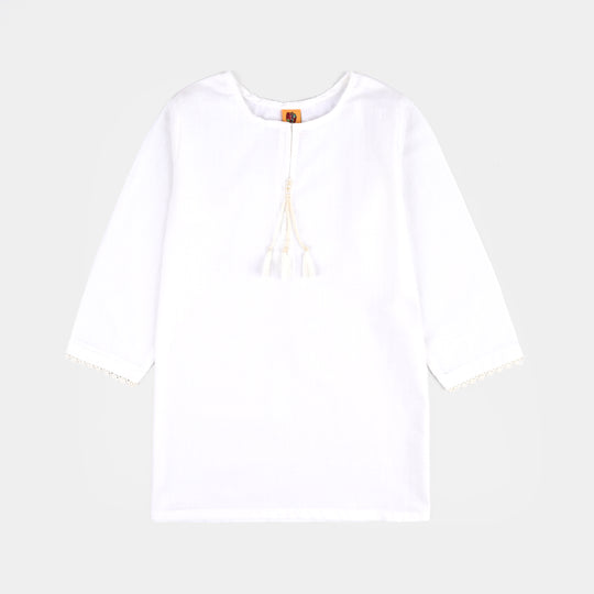 Girls Cotton 2Pcs Basic-White