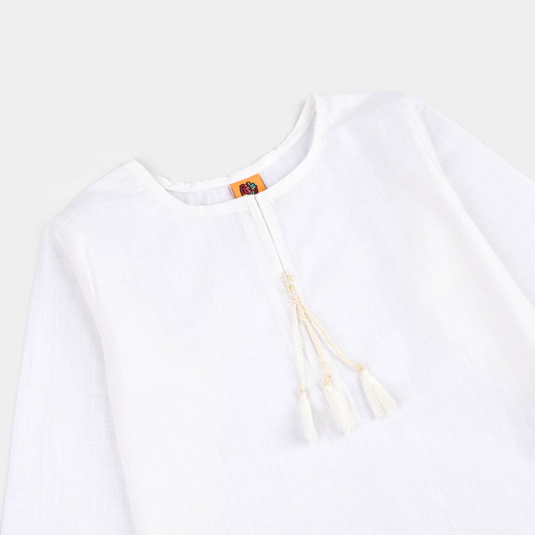 Girls Cotton 2Pcs Basic-White