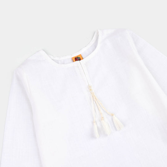 Girls Cotton 2Pcs Basic-White