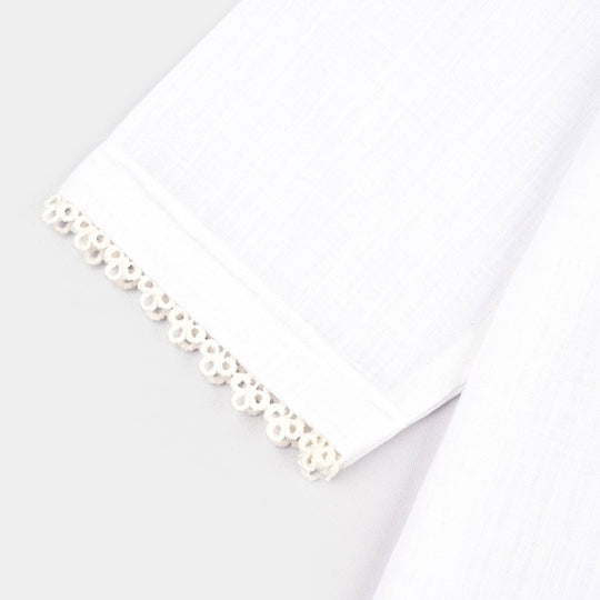 Girls Cotton 2Pcs Basic-White