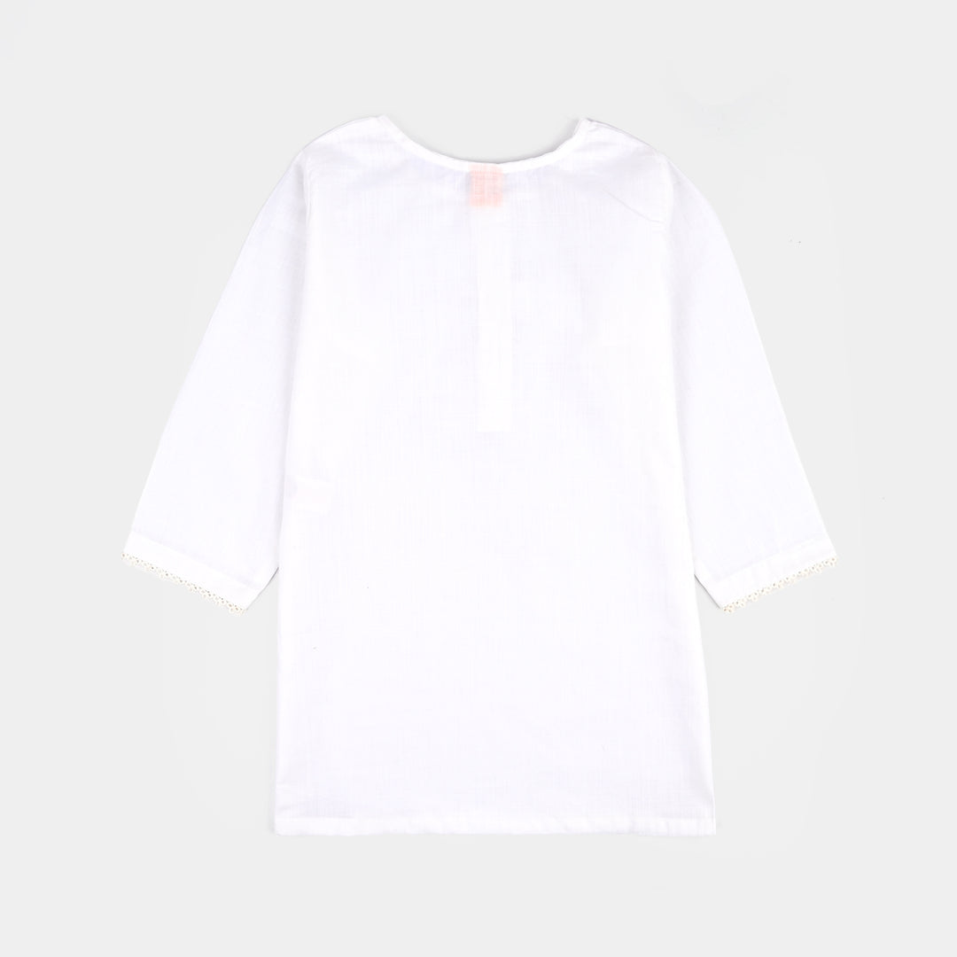 Girls Cotton 2Pcs Basic-White