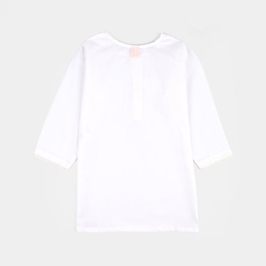Girls Cotton 2Pcs Basic-White