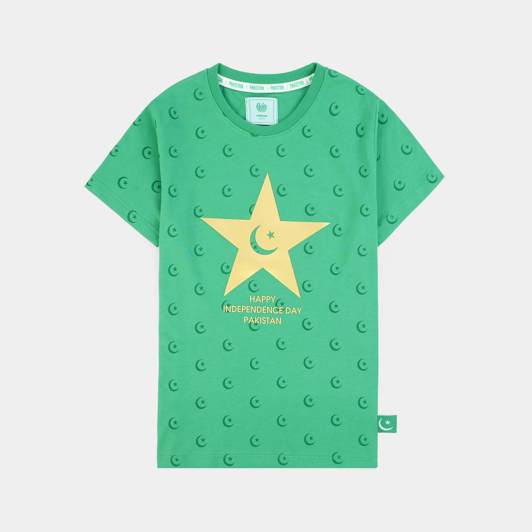 Boys Cotton Jersey T-Shirt Independence Day-Green