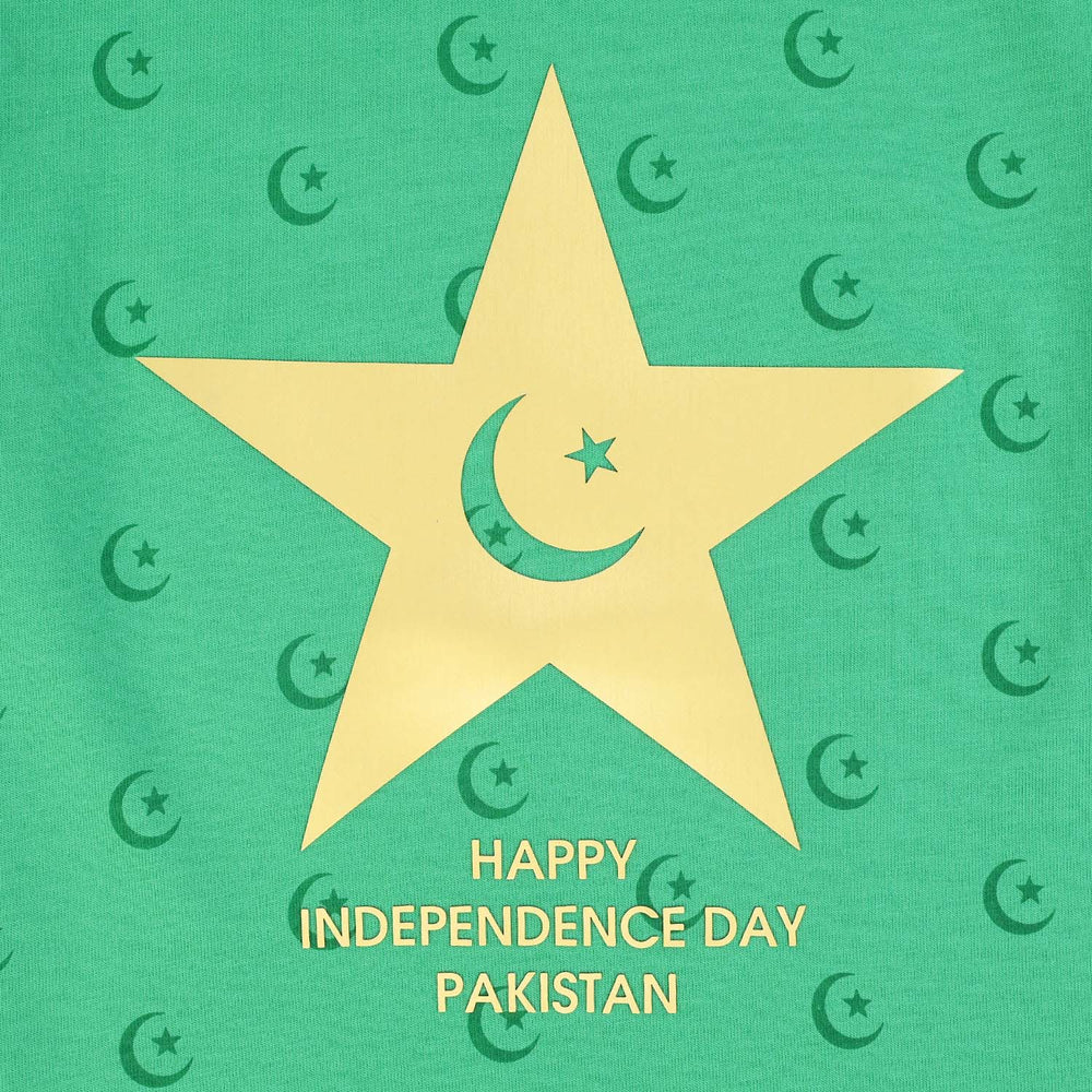 Boys Cotton Jersey T-Shirt Independence Day-Green