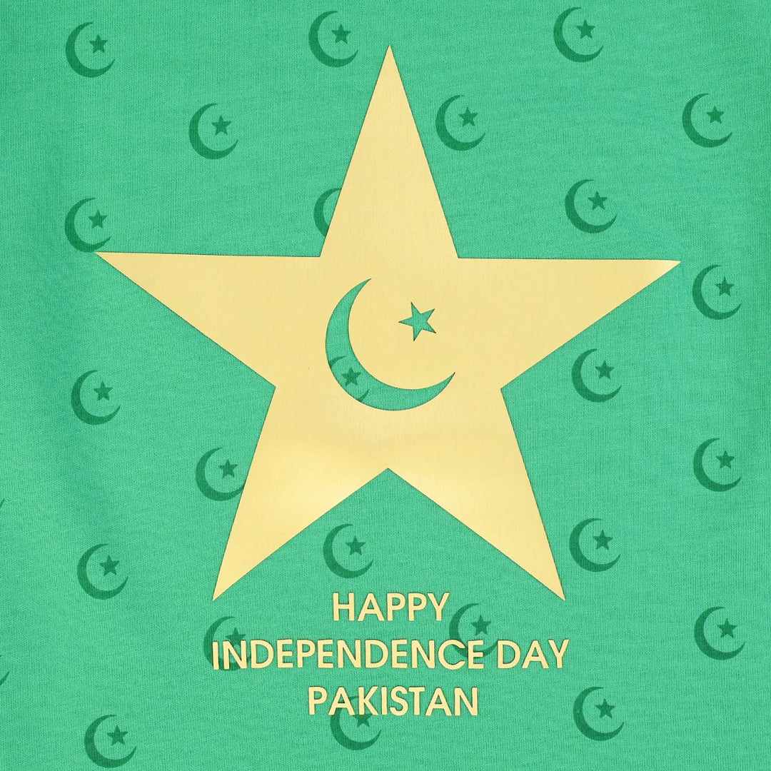 Boys Cotton Jersey T-Shirt Independence Day-Green