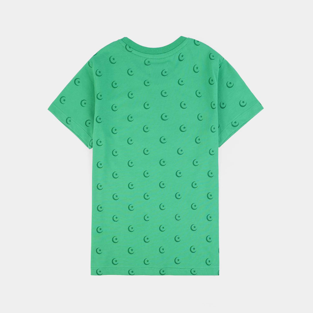 Boys Cotton Jersey T-Shirt Independence Day-Green