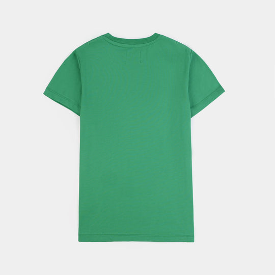 Girls Cotton Jersey T-Shirt Meri Jaan Pakistan-Green