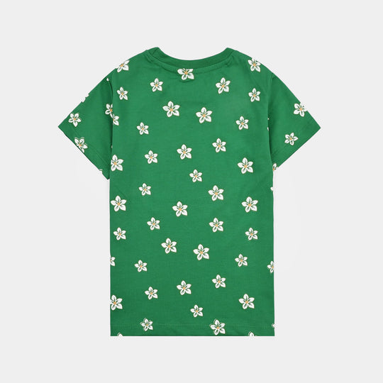 Girls Cotton Jersey T-Shirt H/S Sabki Pehchan Pakistan-Green
