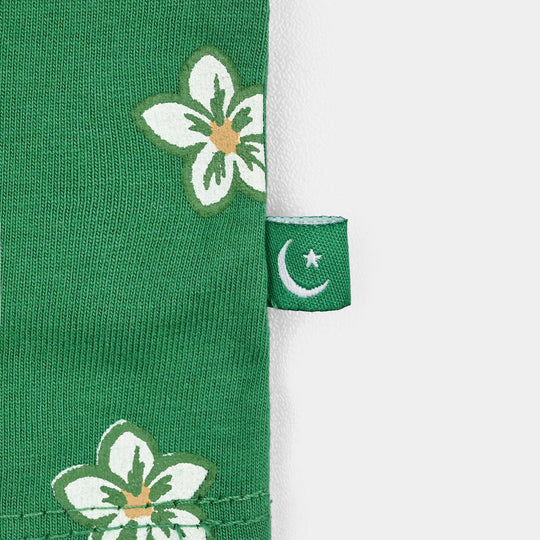 Girls Cotton Jersey T-Shirt H/S Sabki Pehchan Pakistan-Green