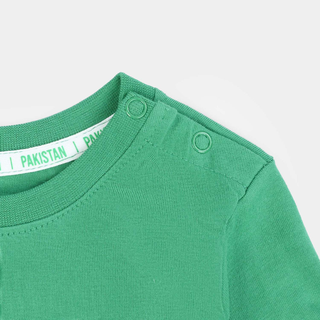 Infant Girls Cotton Jersey T-Shirt Meri Jaan Pakistan-Green