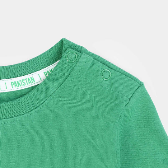 Infant Girls Cotton Jersey T-Shirt Meri Jaan Pakistan-Green