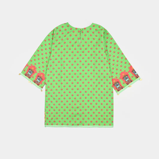 Girls Cotton Independence Kurti Rose-Green