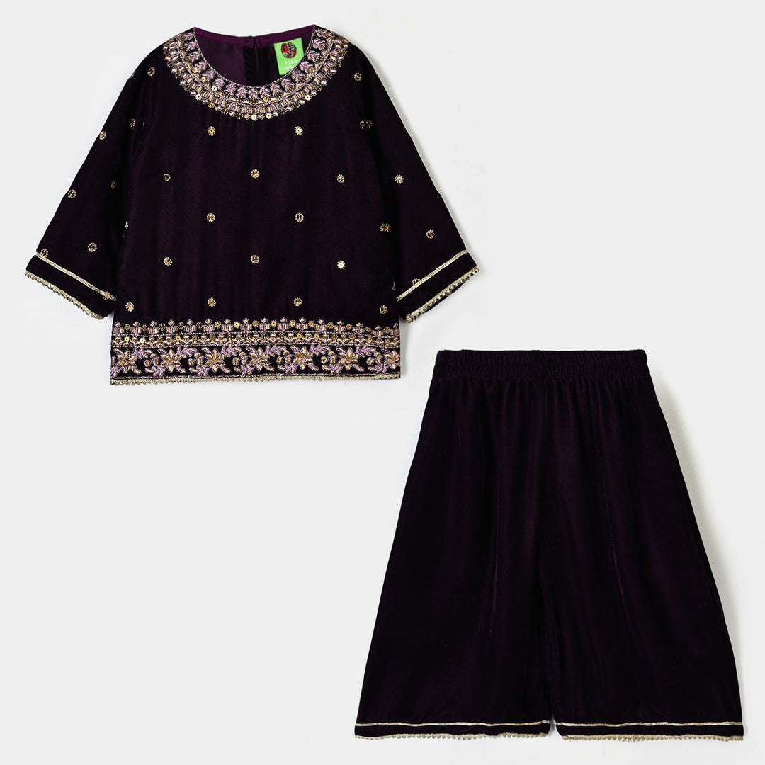 Infant Girls Velvet 2Pcs Noor-E-Bachpan