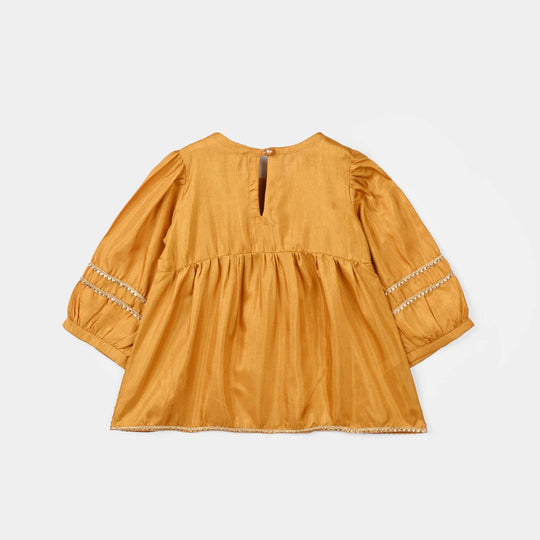 Infant Girls Raw Silk 2 Pcs Rani - Dark Mustard
